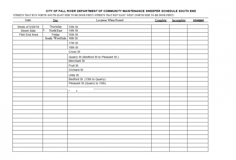 Fall River week 3 street sweeper schedule released Fall River Reporter