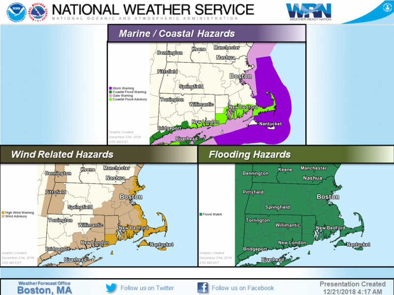 Flood Watch Coastal Flood Advisory And High Wind Warning Issued For