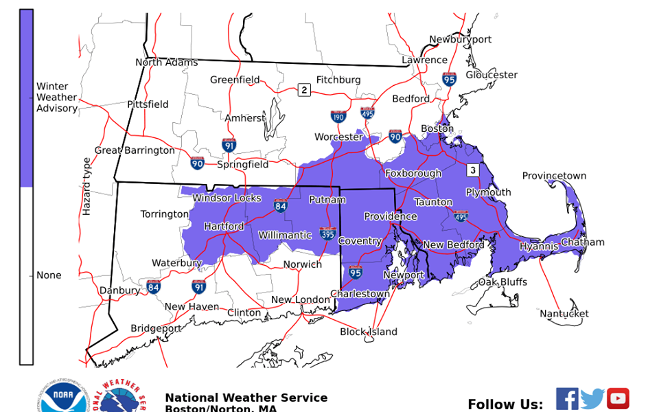 Winter Weather Advisory issued for upcoming storm – Fall River Reporter