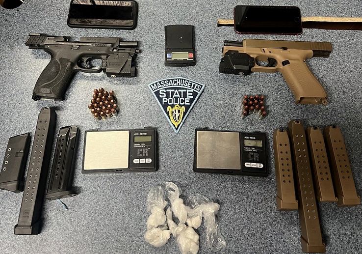 Massachusetts State Police arrest alleged drug traffickers in possession of multiple guns, magazines, ammunition